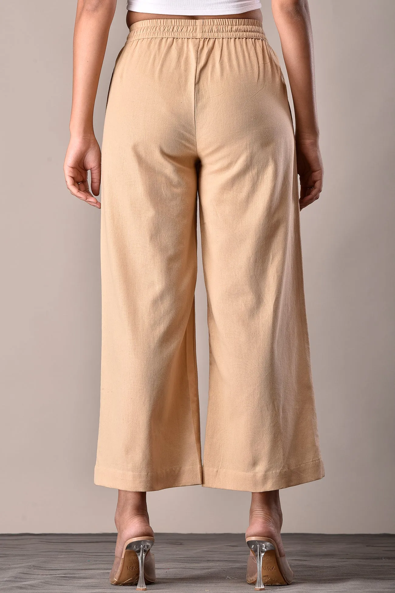 Linen-Cotton Culottes Beige