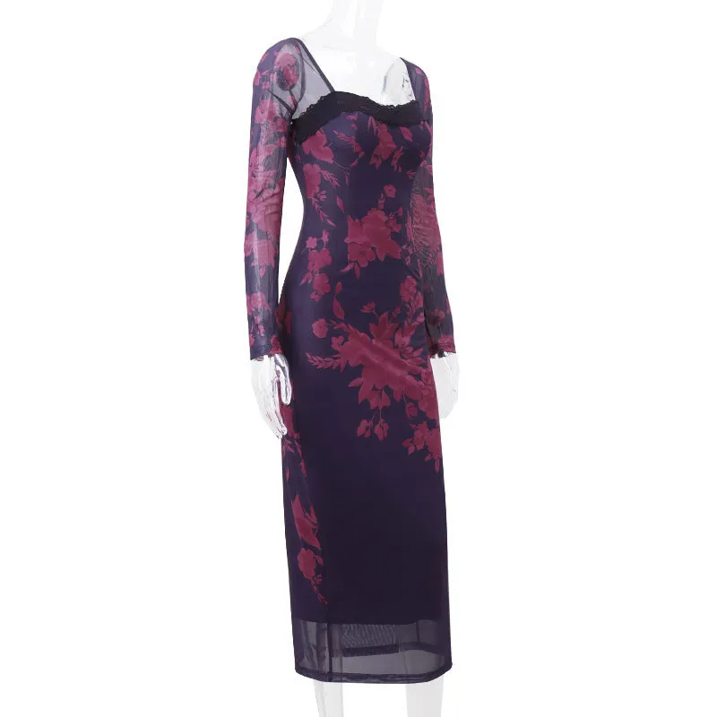 Marie Backless Print Maxi Dress