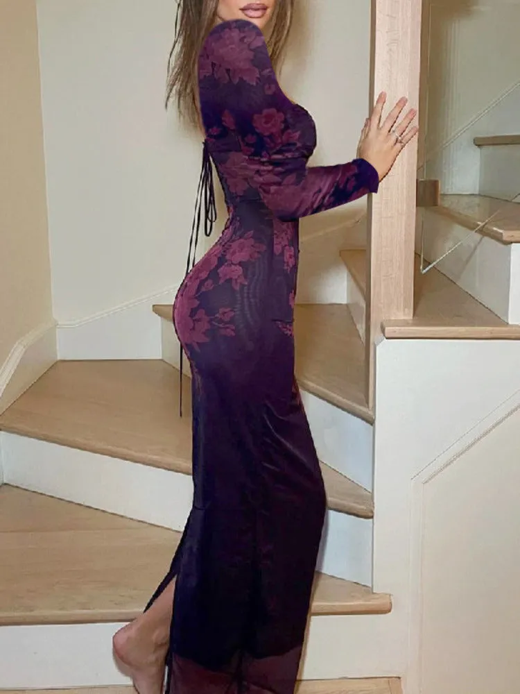 Marie Backless Print Maxi Dress