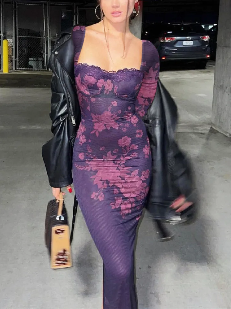 Marie Backless Print Maxi Dress