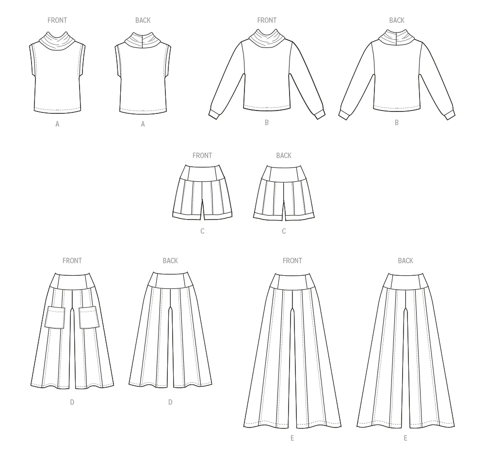 McCall's Sewing Pattern 8456 Knit Top, Shorts and Pants