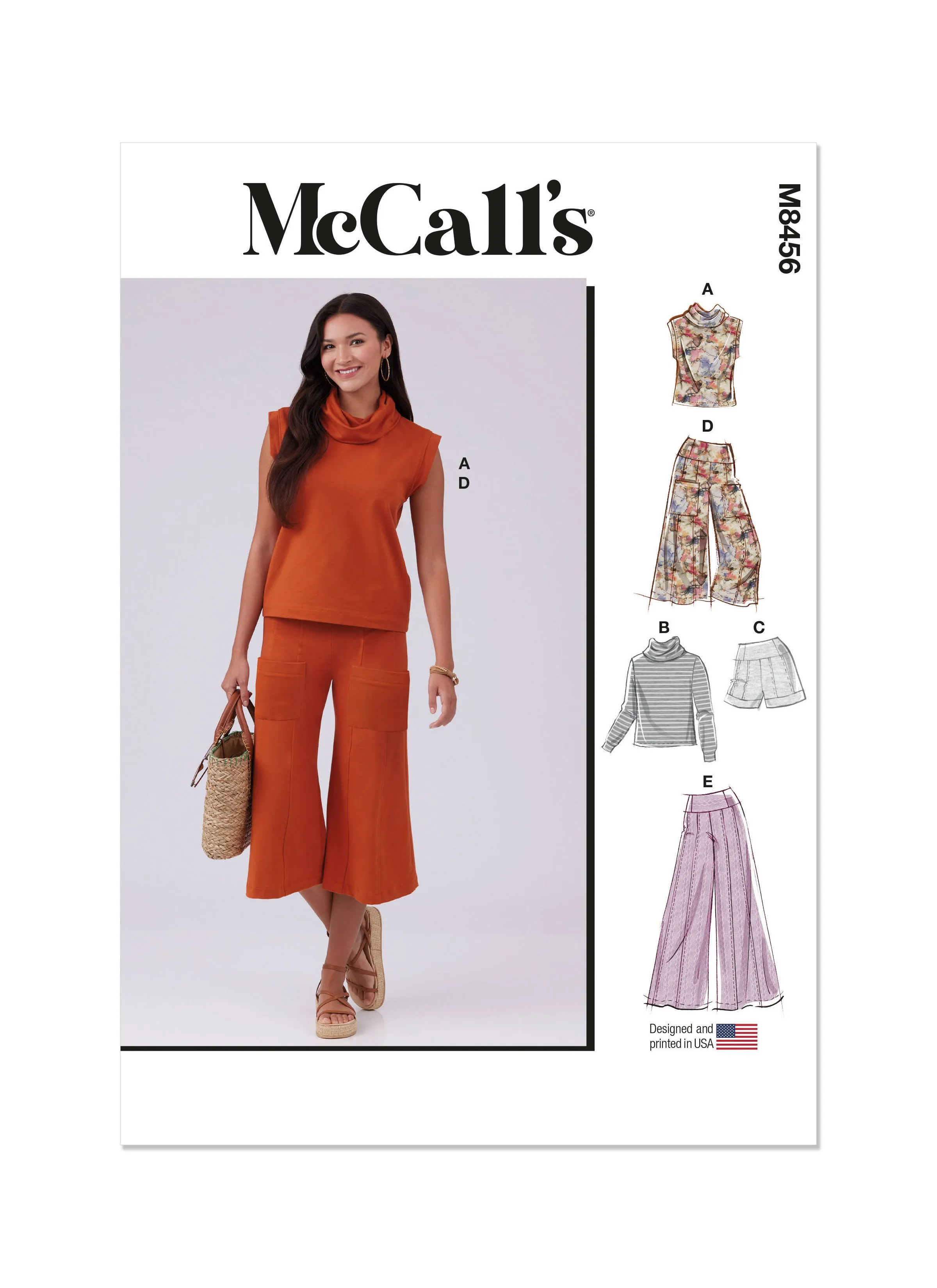 McCall's Sewing Pattern 8456 Knit Top, Shorts and Pants