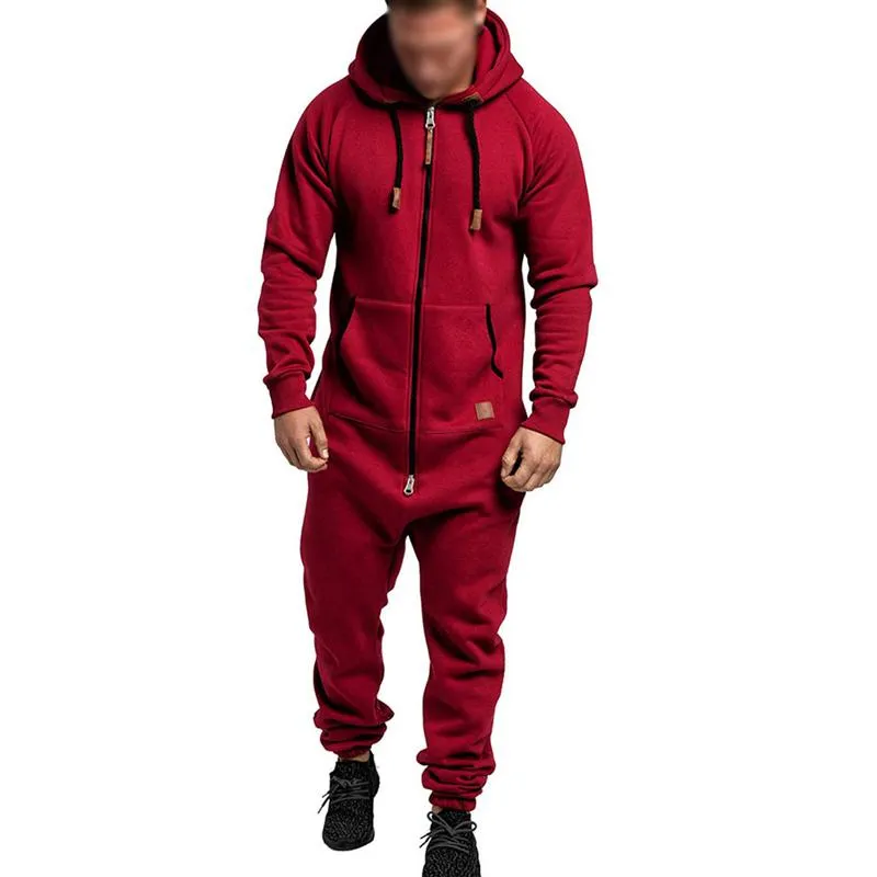 Men's Casual Solid Color Hooded Jumpsuit 53093178Y