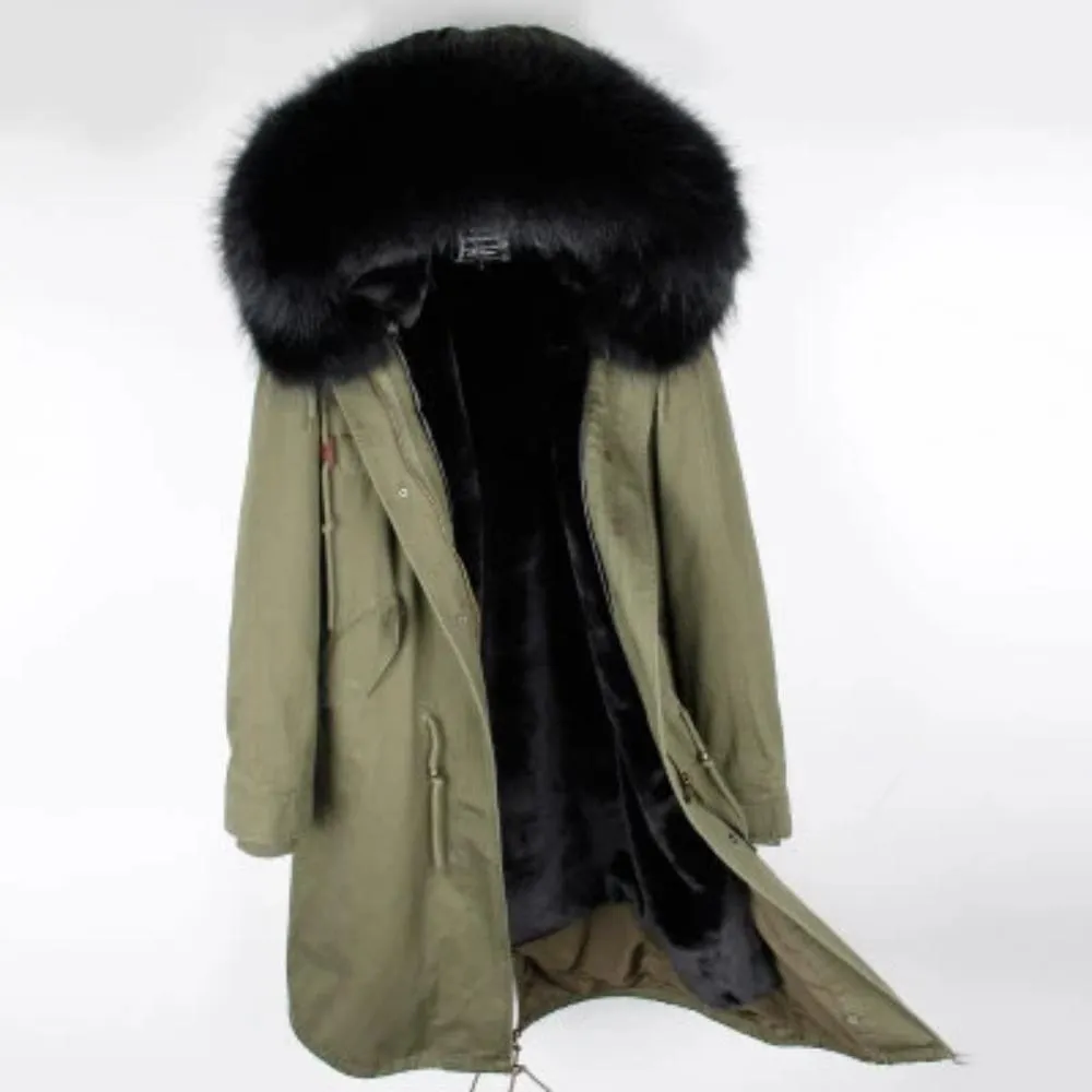 Men's Winter Casual Buttoned Hooded Parka With Raccoon Fur