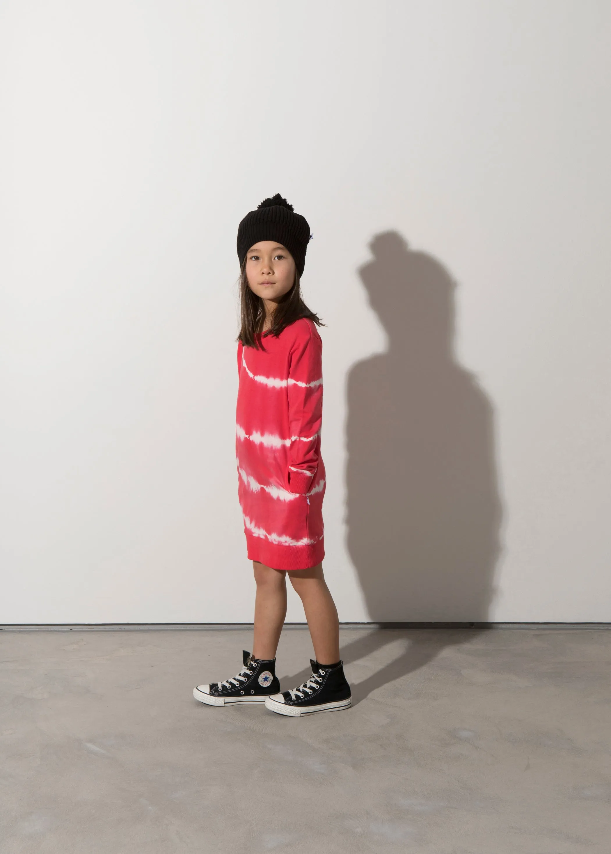 Minti Marble Pocket Crew Dress - Cherry