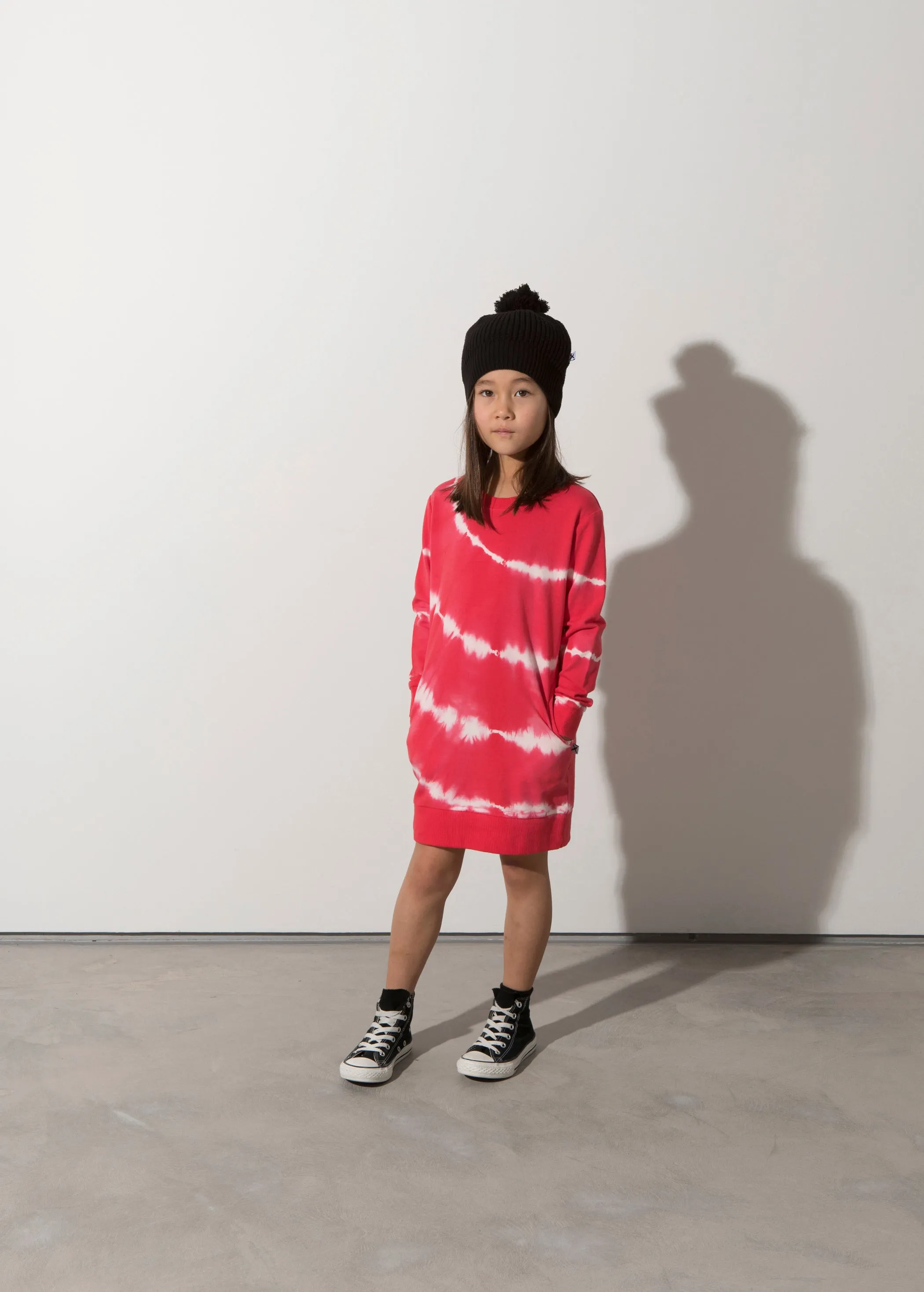 Minti Marble Pocket Crew Dress - Cherry