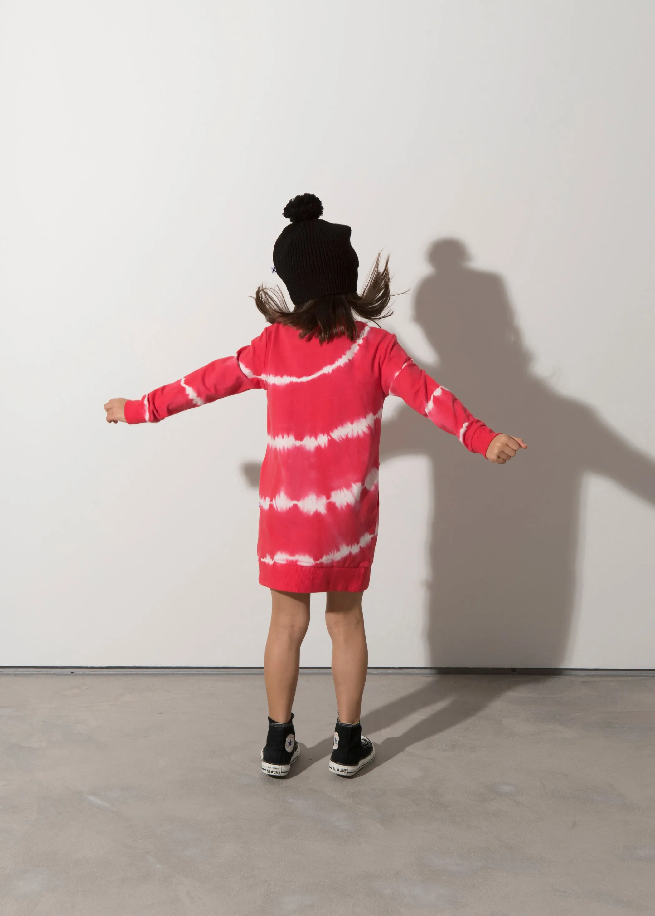 Minti Marble Pocket Crew Dress - Cherry