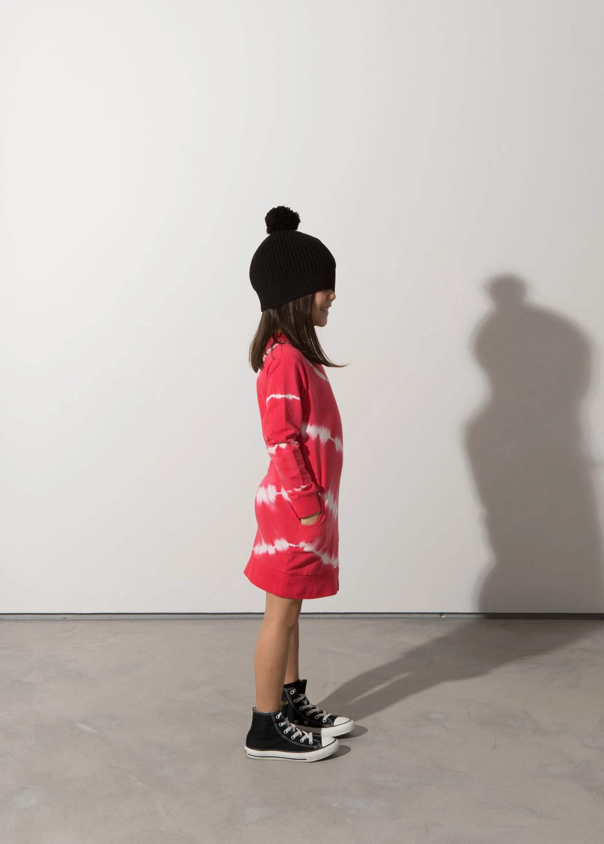 Minti Marble Pocket Crew Dress - Cherry