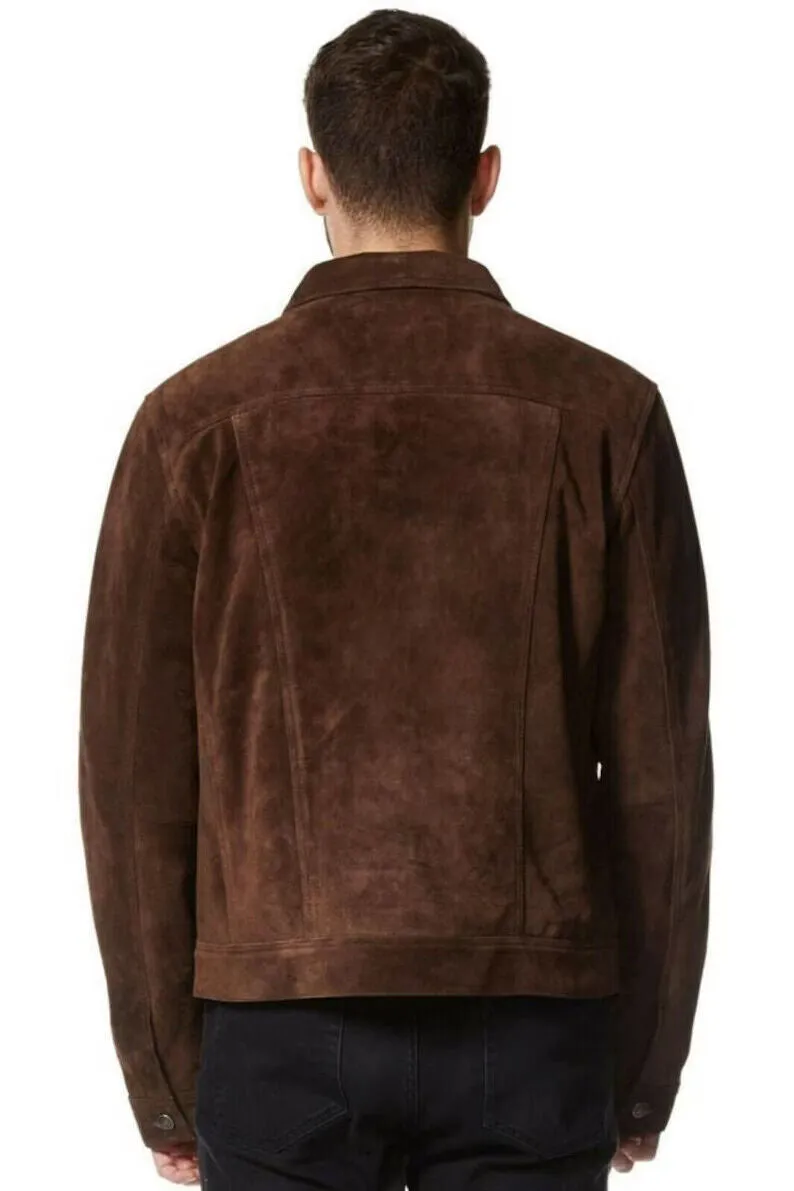 Minu Real Brown Leather Suede Jacket Men Biker Motorcycle