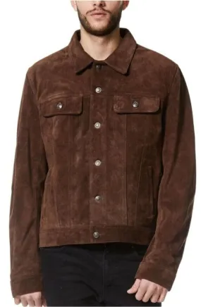 Minu Real Brown Leather Suede Jacket Men Biker Motorcycle