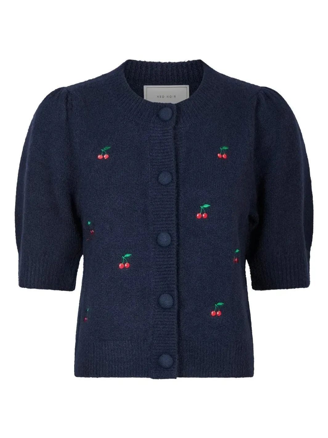 NEO NOIR TRUDY EMBROIDERY KNIT CARDIGAN NAVY