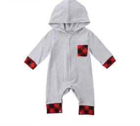 Newborn Unisex Hooded Zipper Jumpsuit Clothes