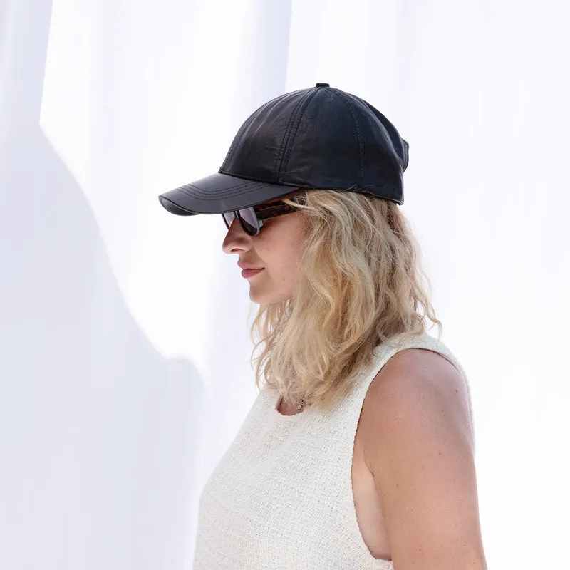 【NY】Leather Baseball Cap