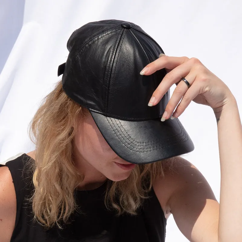 【NY】Leather Baseball Cap