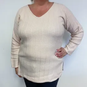 Oyster Pink V-Neck Jumper XL