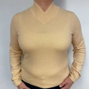 Pale Apricot Cashmere V-Neck Jumper Large