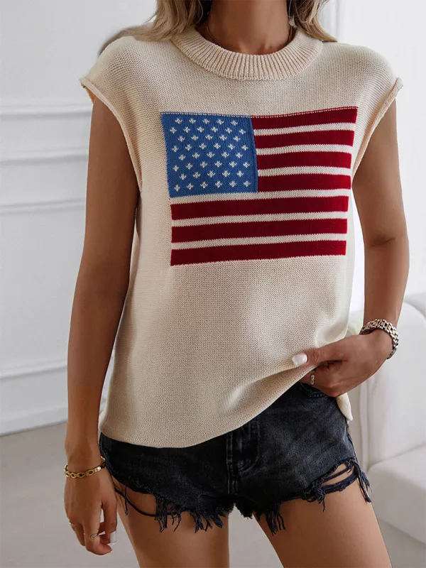 Patriotic Pride Knit Top for National Holidays