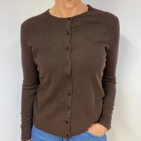 Peppercorn Brown Cashmere Crew Neck Cardigan Medium