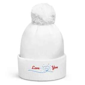 Pom pom Love Gift Design beanie