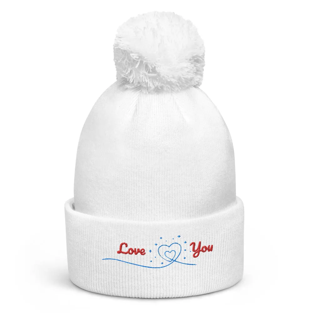 Pom pom Love Gift Design beanie