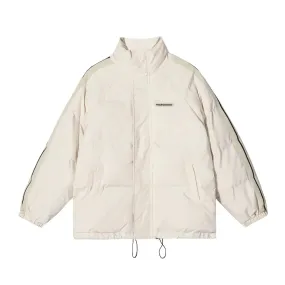 Retro Vintage Embroidered Striped Puffer Jacket