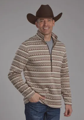 Roper Men's Knit Half Zip Sweater - Brown