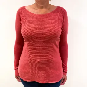 Rose Pink Batwing Cashmere Crew Neck Jumper Large