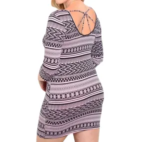 Scoop Neck Sleeves Print Bodycon Mini Dress