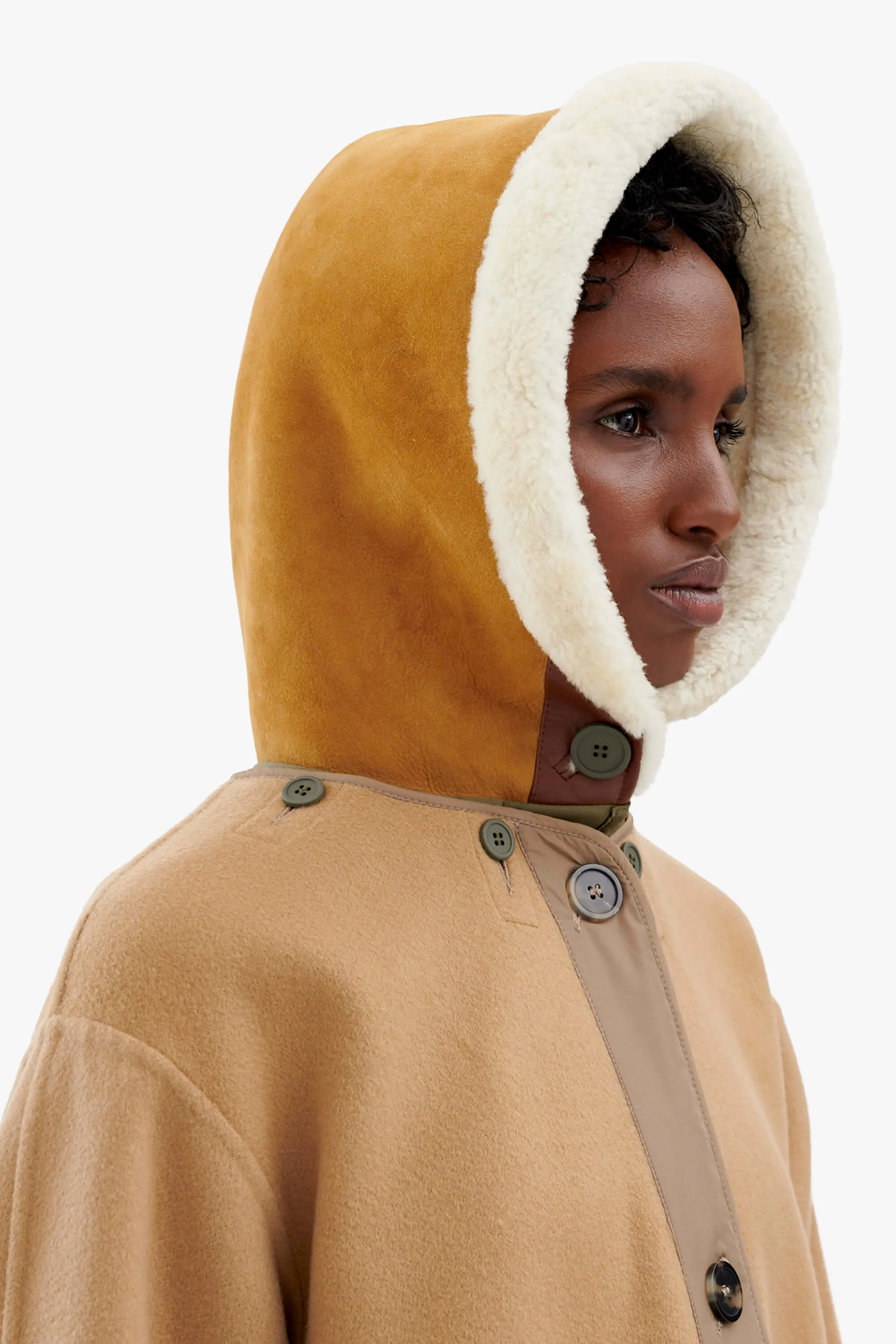 Shearling Close Fit Hood - Tan / Natural