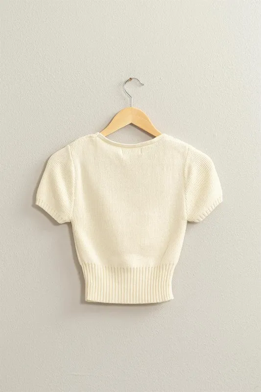 SHORT SLEEVE KNIT TOP