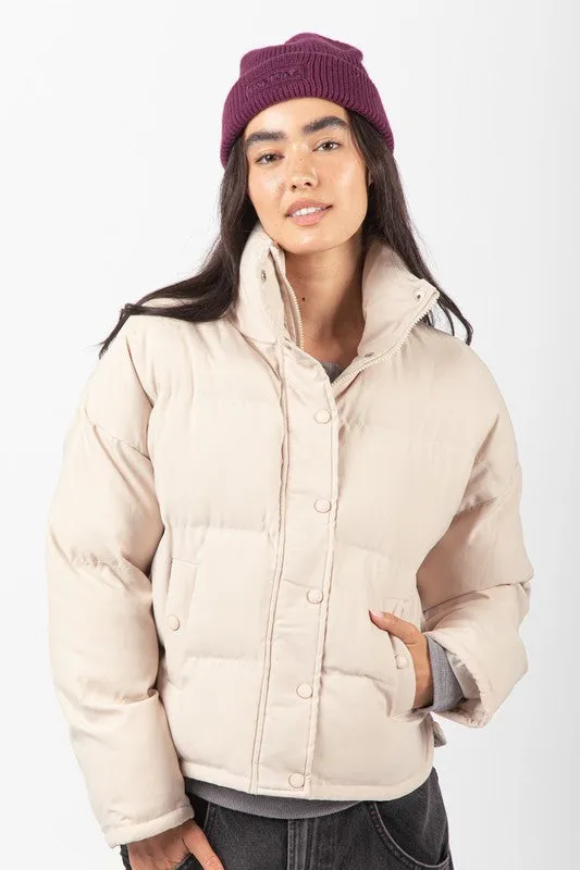 Snapped High Neck Puffer Jacket