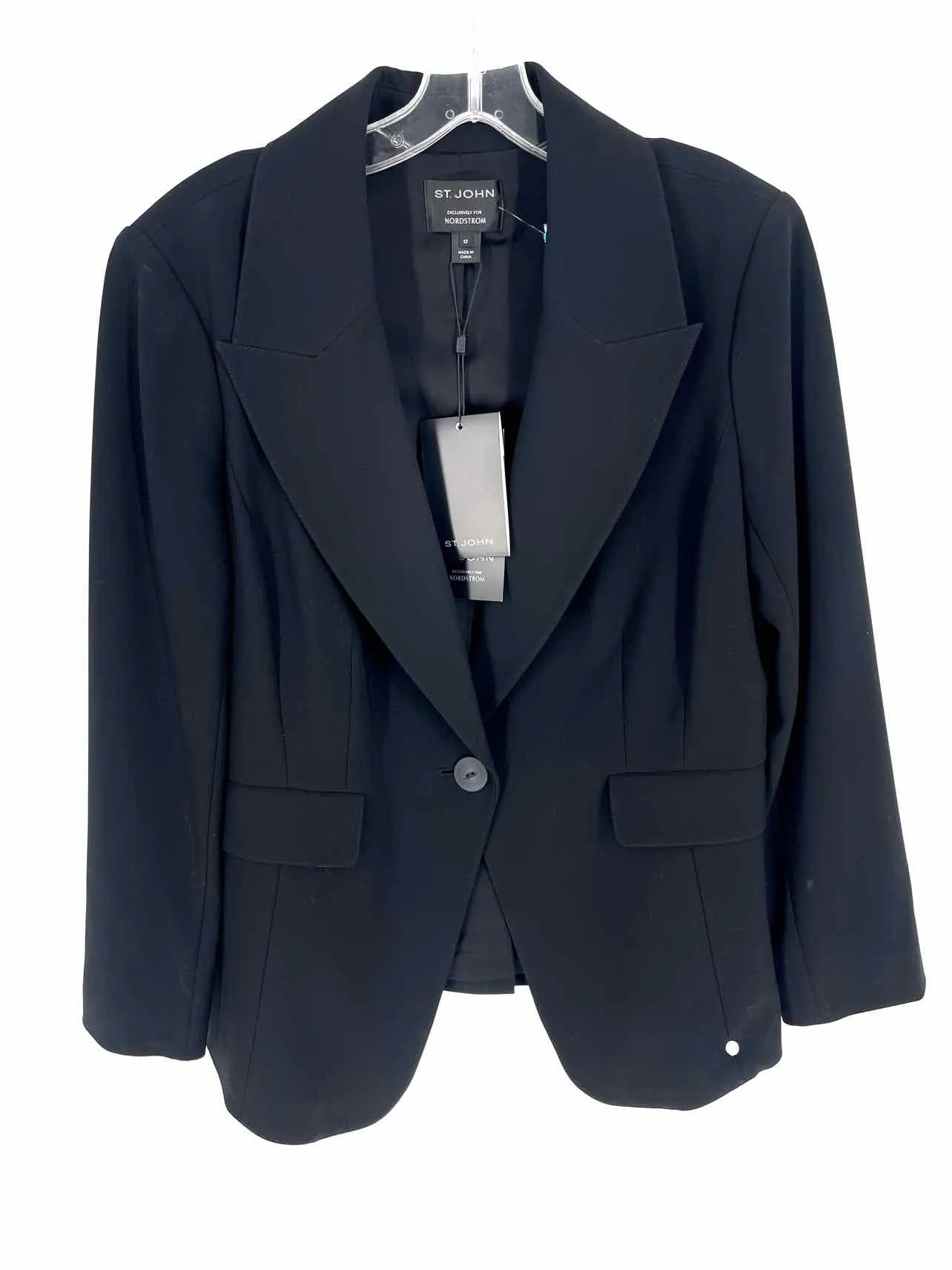St Johns Bay Size 12 Black Solid NEW Designer Blazer