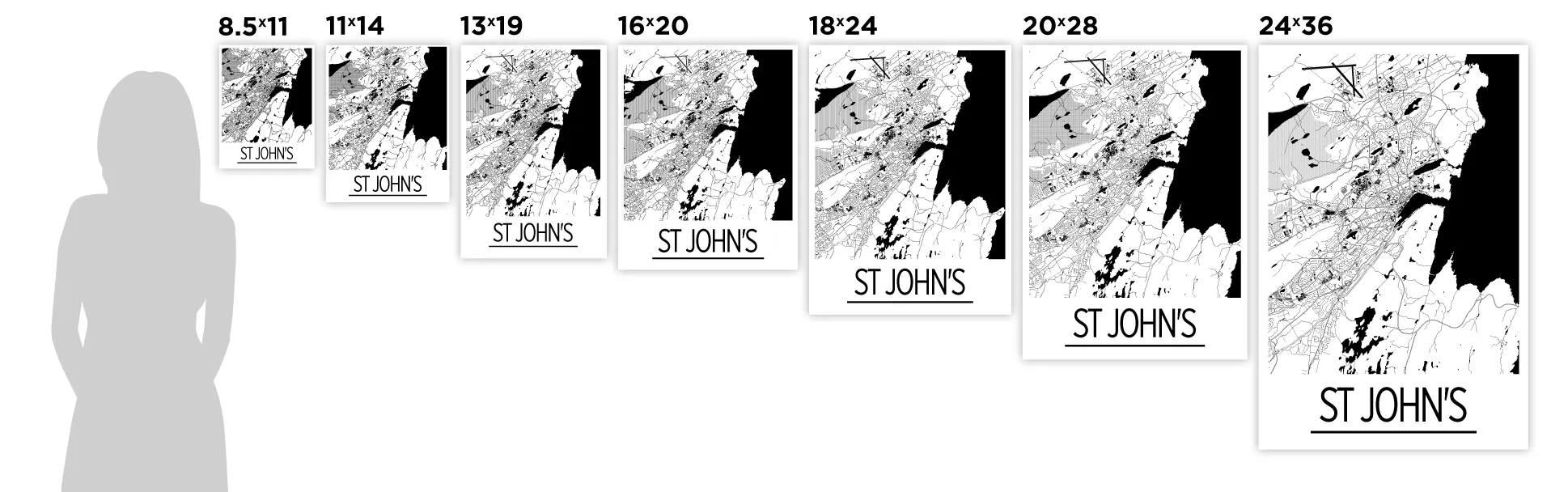 St Johns Map Poster - nl Map Print - Art Deco Series