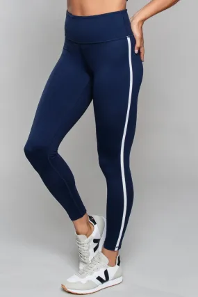 Stride Piped High Waisted Legging Navy / White