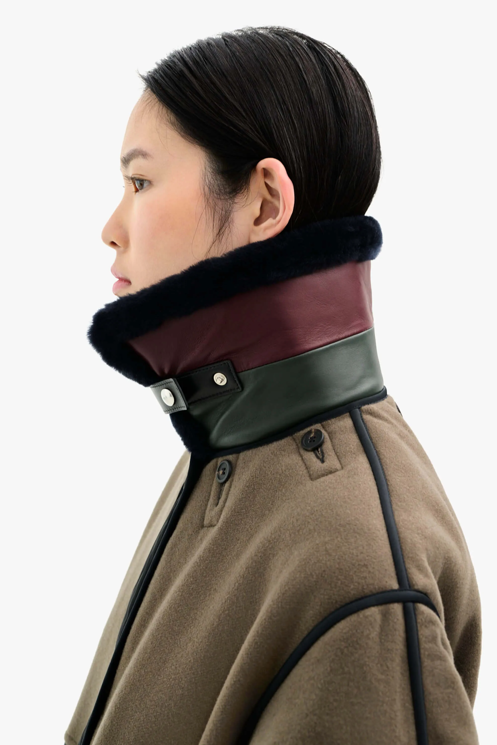 Striped Aviator Collar - Midnight / Oxblood & Dark Olive