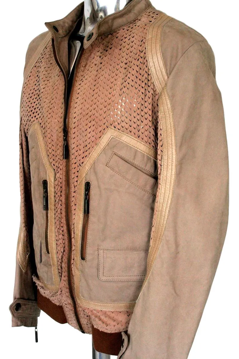 Suede & Leather Bomber Jacket