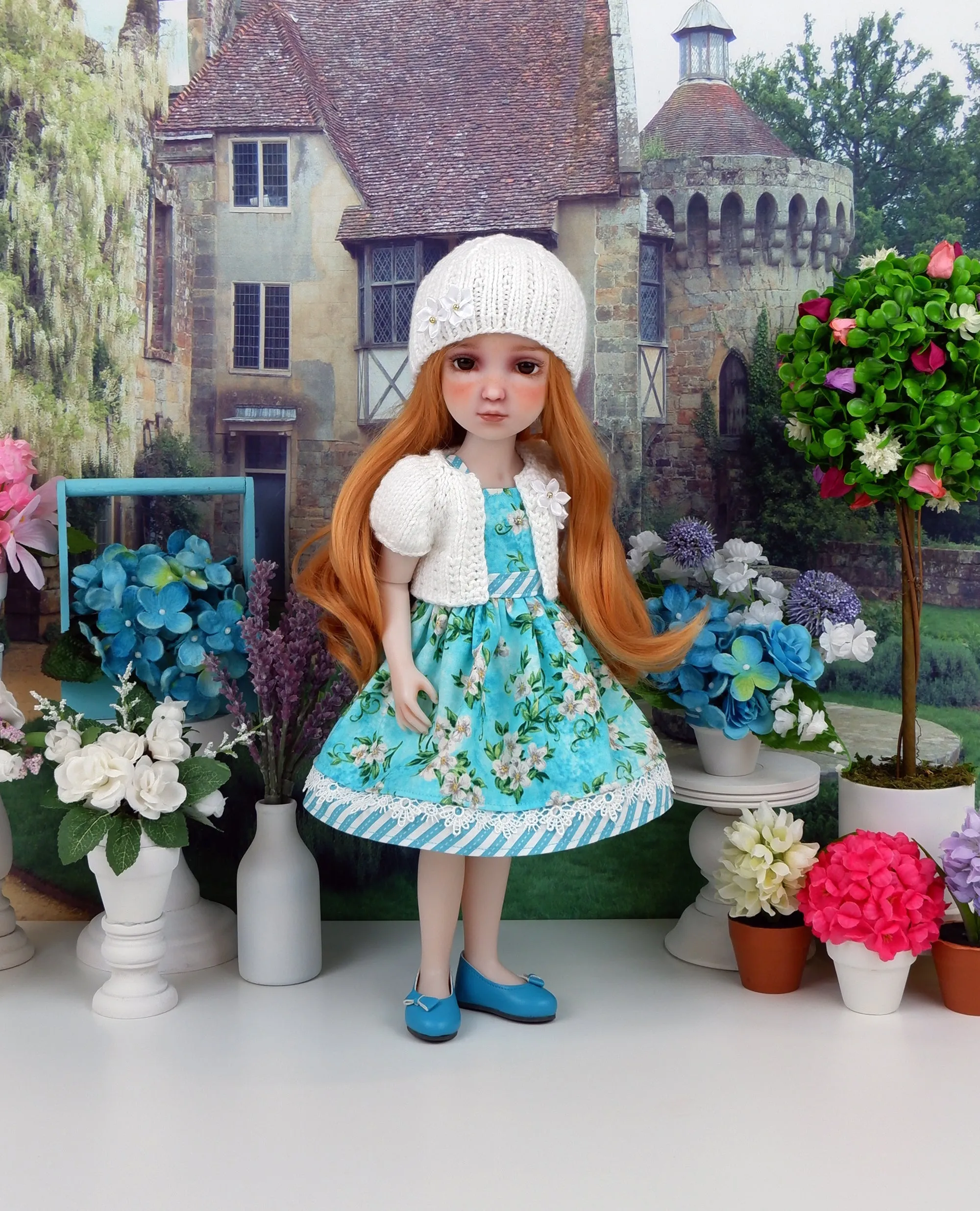 Sweet Gardenia - dress and sweater set with shoes for Ruby Red Fashion Friends doll