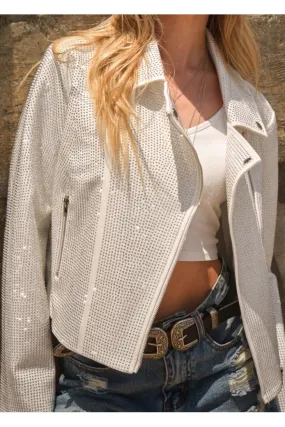 Sydney Studded Zip Up Moto Jacket