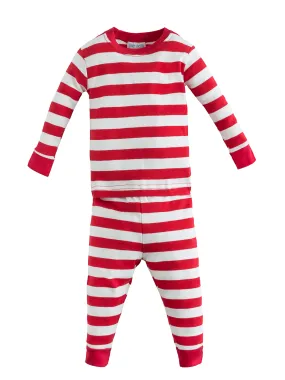 under the nile organic baby long johns, red rugby stripe, 4 year 