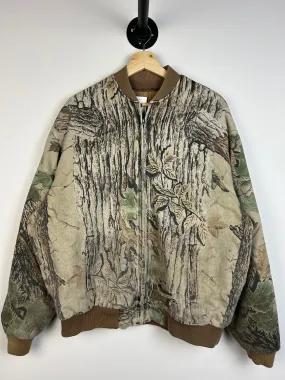 Vintage 90s Gander Mountain Real Tree Camo Bomber Jacket