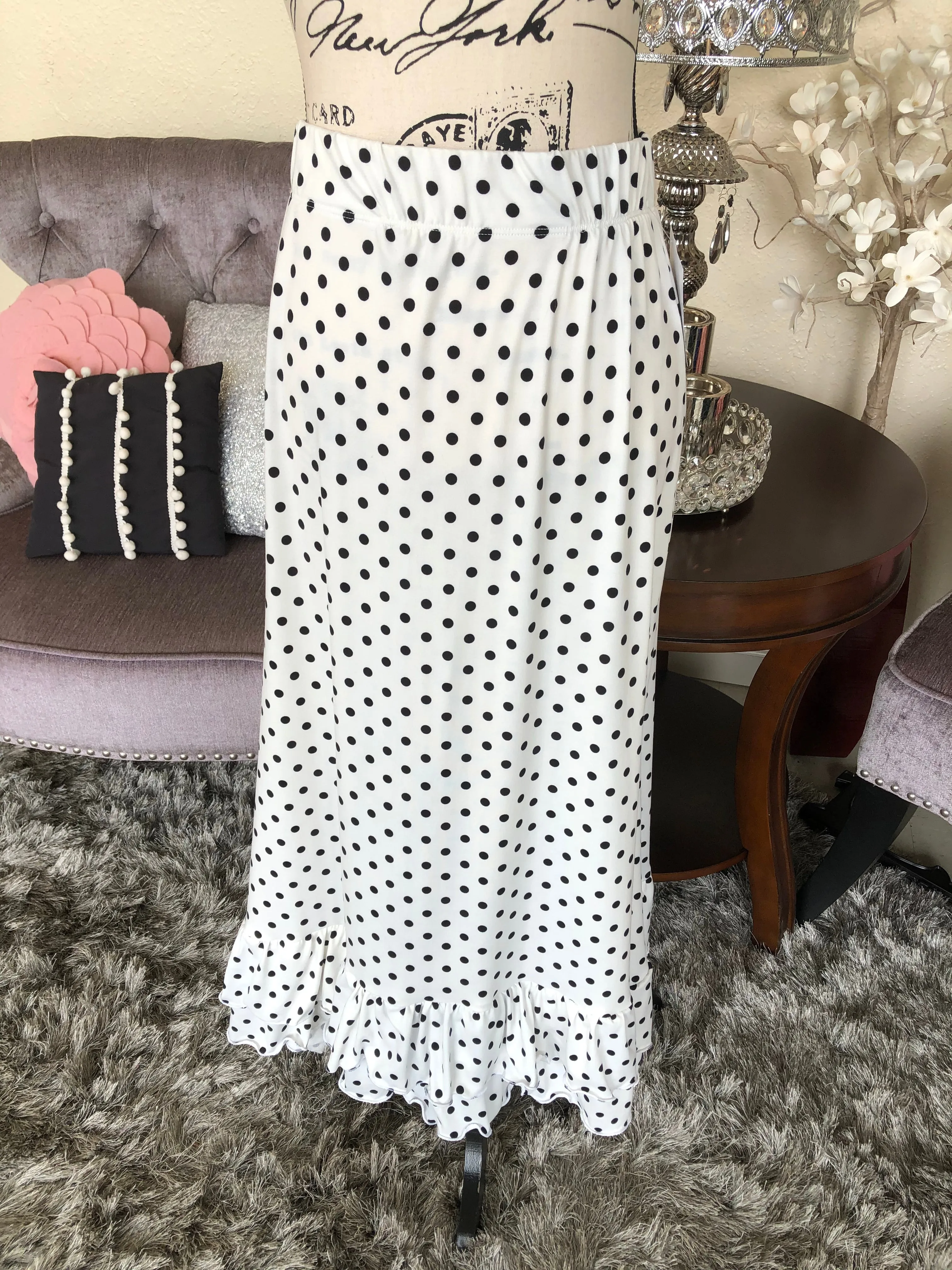 White and Black Polka Dot Layering Top