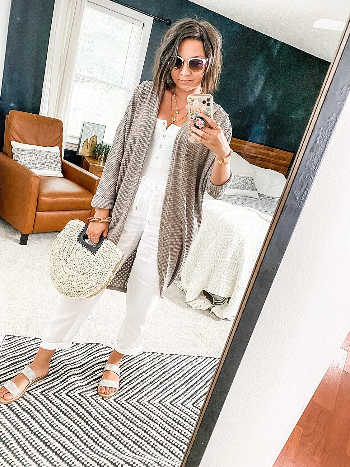 White Knit Batwing Oversized Long Sleeve Cardigan