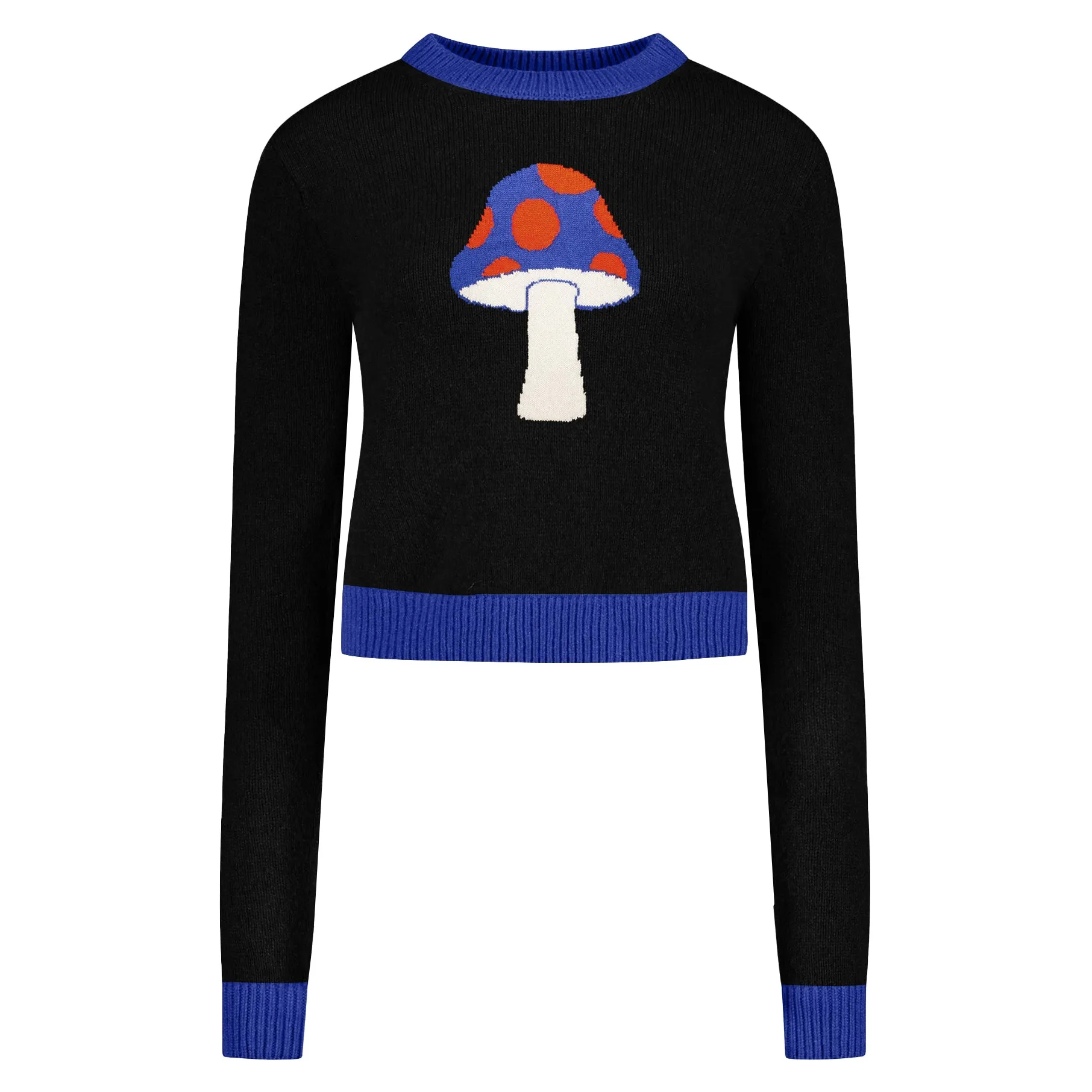 Women's black mushroom jacquard sweater