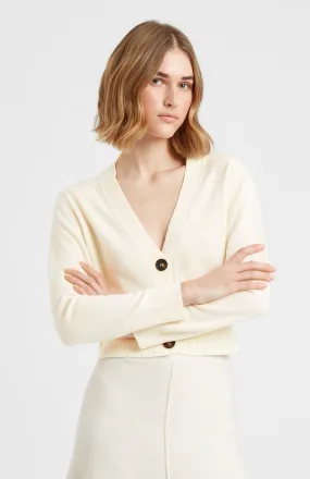 Women's Cropped Cashmere Cardigan In Off White