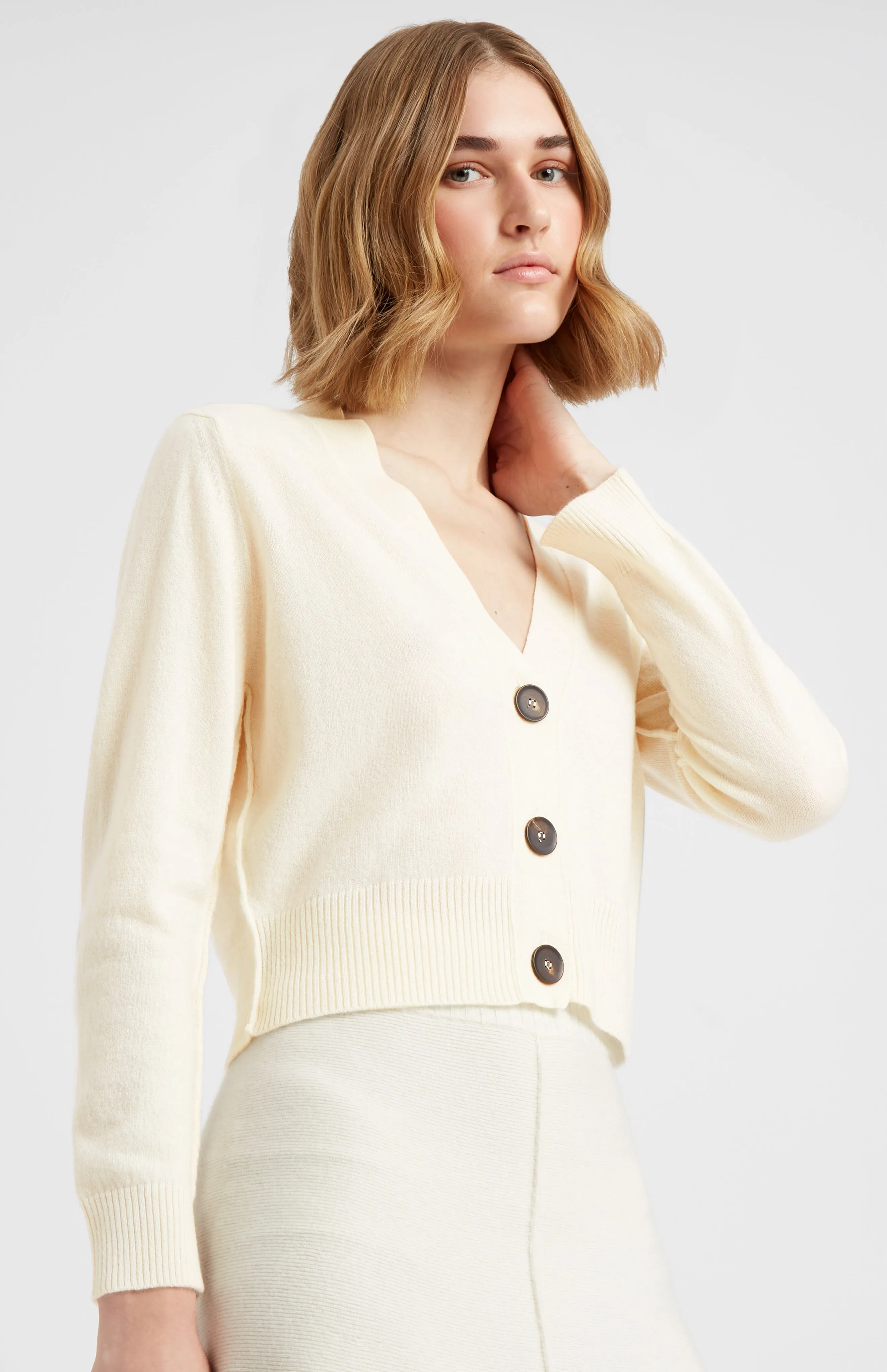 Women's Cropped Cashmere Cardigan In Off White