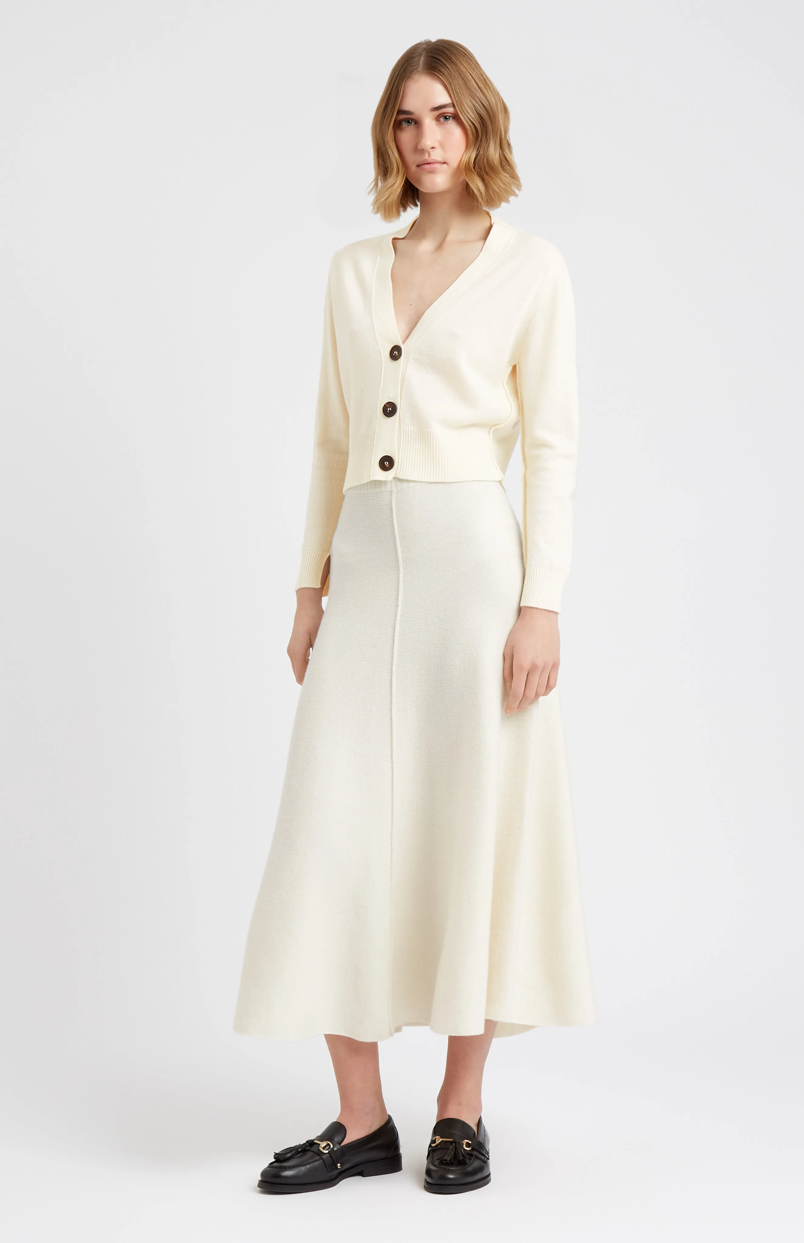 Women's Cropped Cashmere Cardigan In Off White