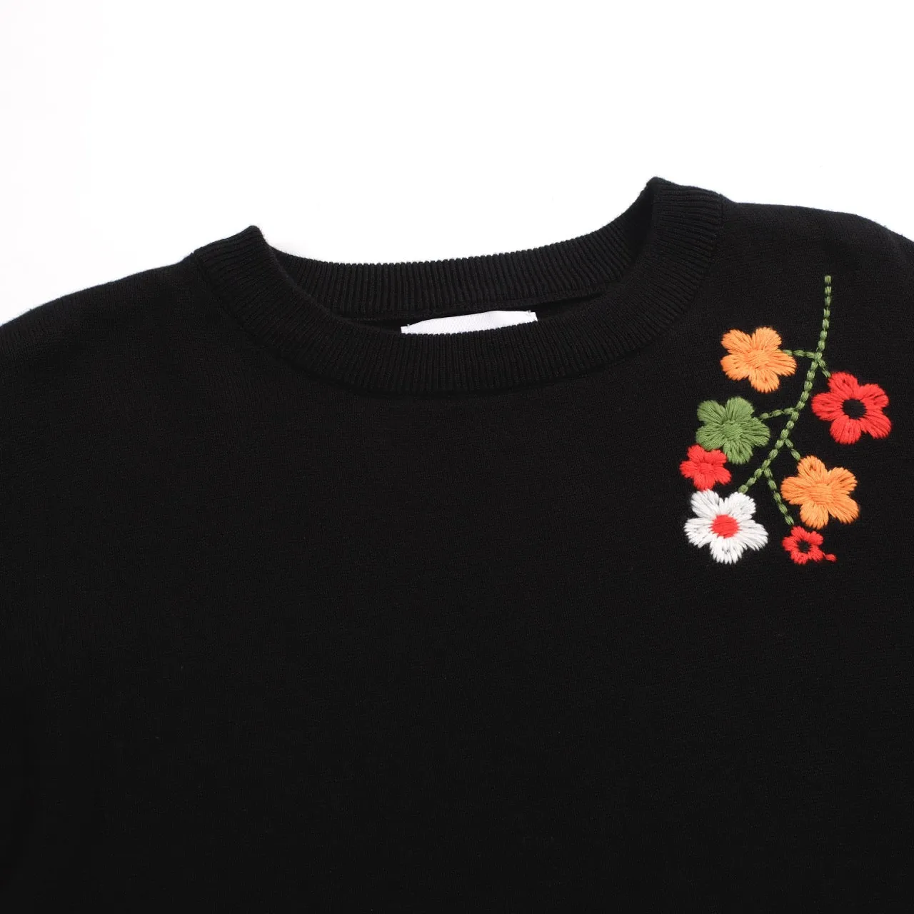 Women's vintage embroidered floral sweater
