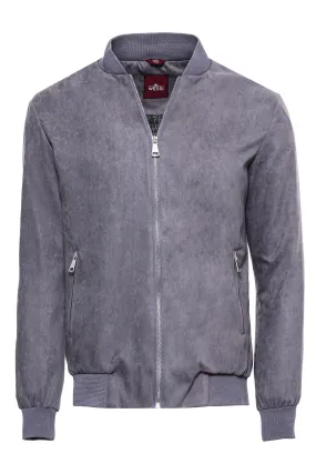 WSS Plain Zippered Pockets Grey Men Bomber Coat  - Singen